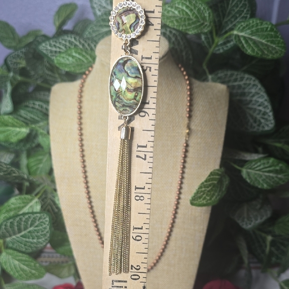 3 Piece Lot, 1 Copper Tone Beaded, 1 Gold Tone Tassel Necklaces & 1  Pr Earrings - Picture 5 of 14